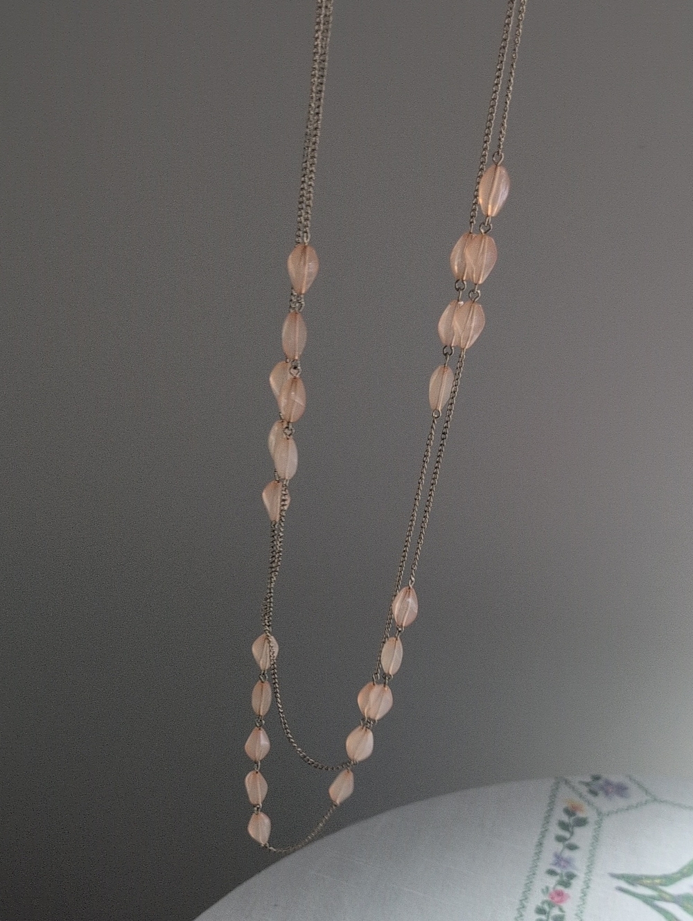 Delicate Pink Bead Layered Necklace